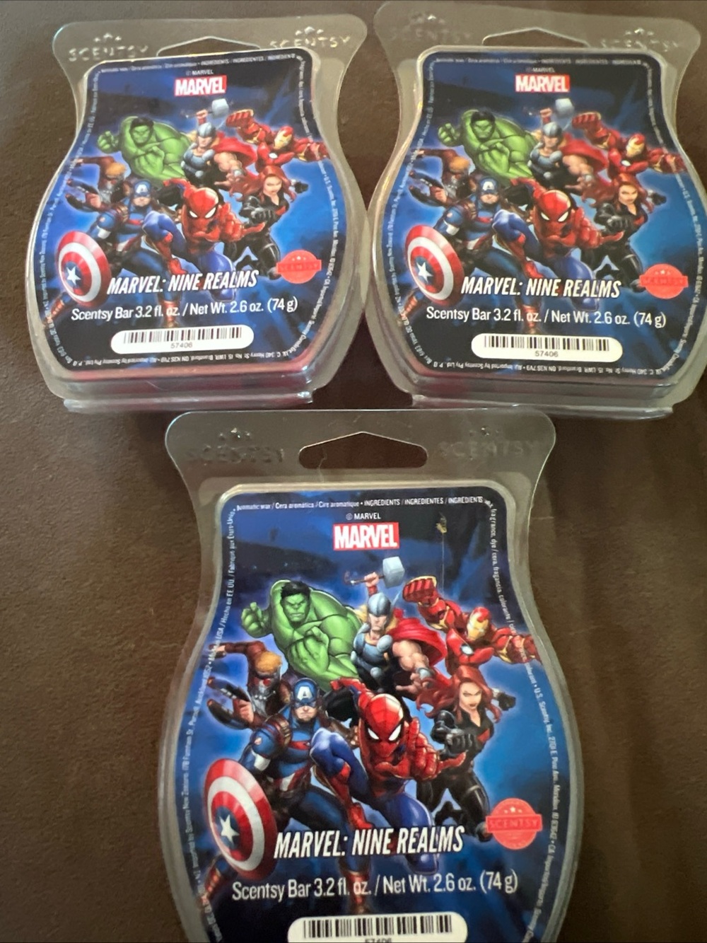Lot of 3 Scentsy Disney Marvel Nine Realms Wax Melt Bars Limited Edition Scent